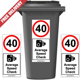 40 mph Average Speed Check Speed Reduction Wheelie Bin Stickers XL